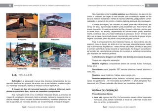 feam - FUNDAÇÃO ESTADUAL DO MEIO AMBIENTE
ORIENTAÇÕES BÁSICAS PARA OPERAÇÃO DE USINA DE TRIAGEM E COMPOSTAGEM DE LIXO 19
feam - FUNDAÇÃO ESTADUAL DO MEIO AMBIENTE
ORIENTAÇÕES BÁSICAS PARA OPERAÇÃO DE USINA DE TRIAGEM E COMPOSTAGEM DE LIXO18
Nos municípios onde há coleta seletiva, que diferencia o lixo seco do lixo
úmido, o processo de triagem é mais simples, pois consiste em separar no lixo
seco os resíduos recicláveis e inertes de natureza diferente - para posterior comer-
cialização - e extrair do lixo úmido a matéria orgânica destinada à compostagem.
A mesa de triagem, de concreto ou metal, pode ser mecanizada, de-
vendo ter altura aproximada de 90cm para possibilitar aos funcionários ade-
quada operação. A mesa mecanizada facilita a triagem e diminui o tempo gas-
to nesta etapa. No entanto, dependendo do volume triado, pode, eventual-
mente, contribuir para uma maior ineficácia do processo. É bom lembrar tam-
bém que a mesa mecanizada requer manutenção constante de peças, engre-
nagens e motores, além de prever uma proteção para o motor.
Para o armazenamento dos materiais triados, os funcionários são dis-
postos à mesa e devem ter atrás de si ou nas suas laterais tambores metáli-
cos ou bombonas de plásticos - estas últimas são ideais, devido ao seu peso
e também pelo fácil manejo durante a higienização. Na triagem consideram-
se também as características próprias do município e a efetiva comercializa-
ção dos tipos de resíduos gerados.
A eficiência na triagem vai refletir nos demais processos da usina.
Sugere-se a seguinte separação:
Matéria orgânica: compostáveis (restos de comida, frutas, hortaliças,
folhas, etc.).
Recicláveis: papel, papelão, PET, sacolas plásticas, metais, alumínio e
vidro, etc..
Rejeitos: papel higiênico, fraldas, absorventes, etc..
Resíduos específicos: pilhas, baterias, industriais, pneus, embalagens
vazias de agrotóxicos - ver resoluções do CONAMA - e ainda lâmpadas fluo-
rescentes, etc.. Esses materiais não devem ser recebidos na usina.
ROTINA DE OPERAÇÃO
Procedimentos diários:
• fazer uso rigoroso de EPIs. Os funcionários devem utilizar respirador
individual, luvas, botas e aventais, e trocar os uniformes a cada dois
dias, ou antes, se necessário;
5.2. TRIAGEM
Definição: é a separação manual dos diversos componentes do lixo,
que são divididos em grupos, de acordo com a sua natureza: matéria orgâni-
ca, materiais recicláveis, rejeitos e resíduos sólidos específicos.
A triagem do lixo só é possível quando a coleta é feita com cami-
nhões de carroceria livre, nunca em caminhão compactador.
Nos municípios onde o lixo é coletado misturado (bruto), o processo de
triagem é complexo e demorado. Após a retirada, na área de recepção dos re-
síduos maiores, como sucatas de eletrodomésticos, utensílios plásticos, me-
tais e papelões, os menores deverão ser encaminhados à mesa de triagem.
Adequado Adequado
Inadequado Inadequado
 