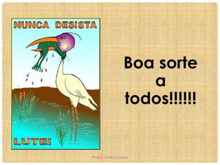 Boa sorte
a
todos!!!!!!

Profa. Cristina Torres

 