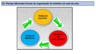 03. Planeje diferentes formas de organização do trabalho em sala de aula.
 