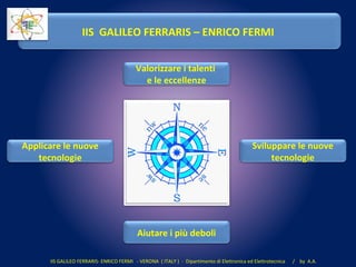 Applicare le nuove
tecnologie
Sviluppare le nuove
tecnologie
Aiutare i più deboli
Valorizzare i talenti
e le eccellenze
IIS GALILEO FERRARIS – ENRICO FERMI
IIS GALILEO FERRARIS- ENRICO FERMI - VERONA ( ITALY ) - Dipartimento di Elettronica ed Elettrotecnica / by A.A.
 