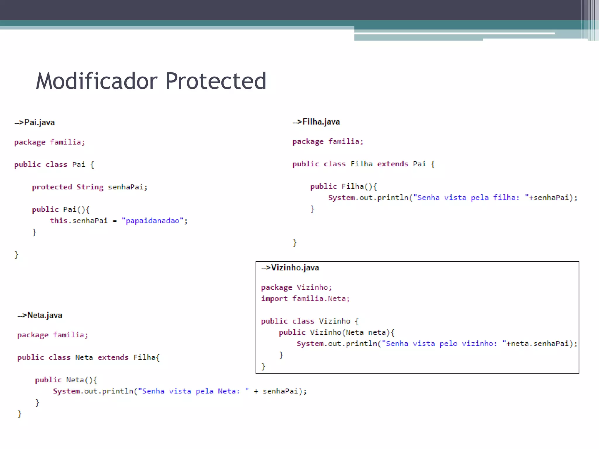 Modificador Protected
 