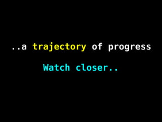 ..a trajectory of progress
Watch closer..
 