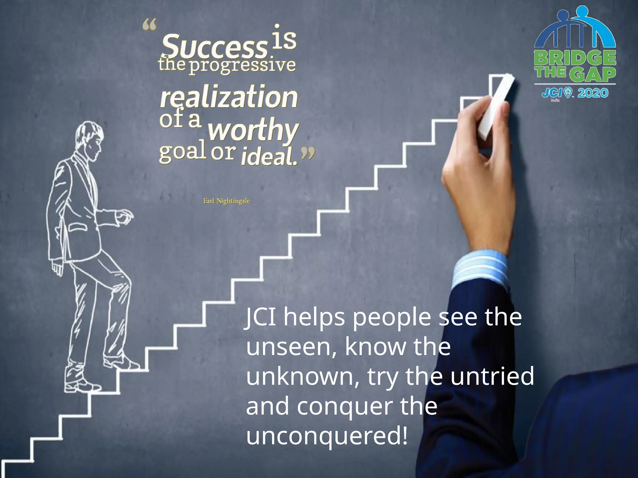 JCI helps people see the
unseen, know the
unknown, try the untried
and conquer the
unconquered!
 