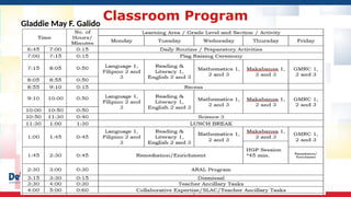 Classroom Program
Gladdie May F. Galido
 