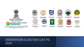 ORIENTATION CLASS FOR CUET PG
2024
 