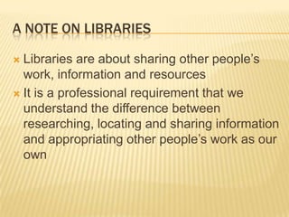 DIPLOMA OF LIBRARY AND
INFORMATION SERVICES -
  CORE UNITS LIBRARY


 You need at least 7 out of 8
     •   CULICM601A Contribute to collection management
     •   CULINL501A Promote literature and reading
     •   CULINM401A Complete a range of cataloguing activities
     •   CULINM502A Provide subject access and classify material
     •   CULINM503A Use and monitor advanced functions of integrated library
         management
     •   systems
     •   CULINS402A Obtain information from external and networked sources
     •   CULINS403A Search library and information databases
     •   CULINS501A Research and analyse information to meet customer needs
 