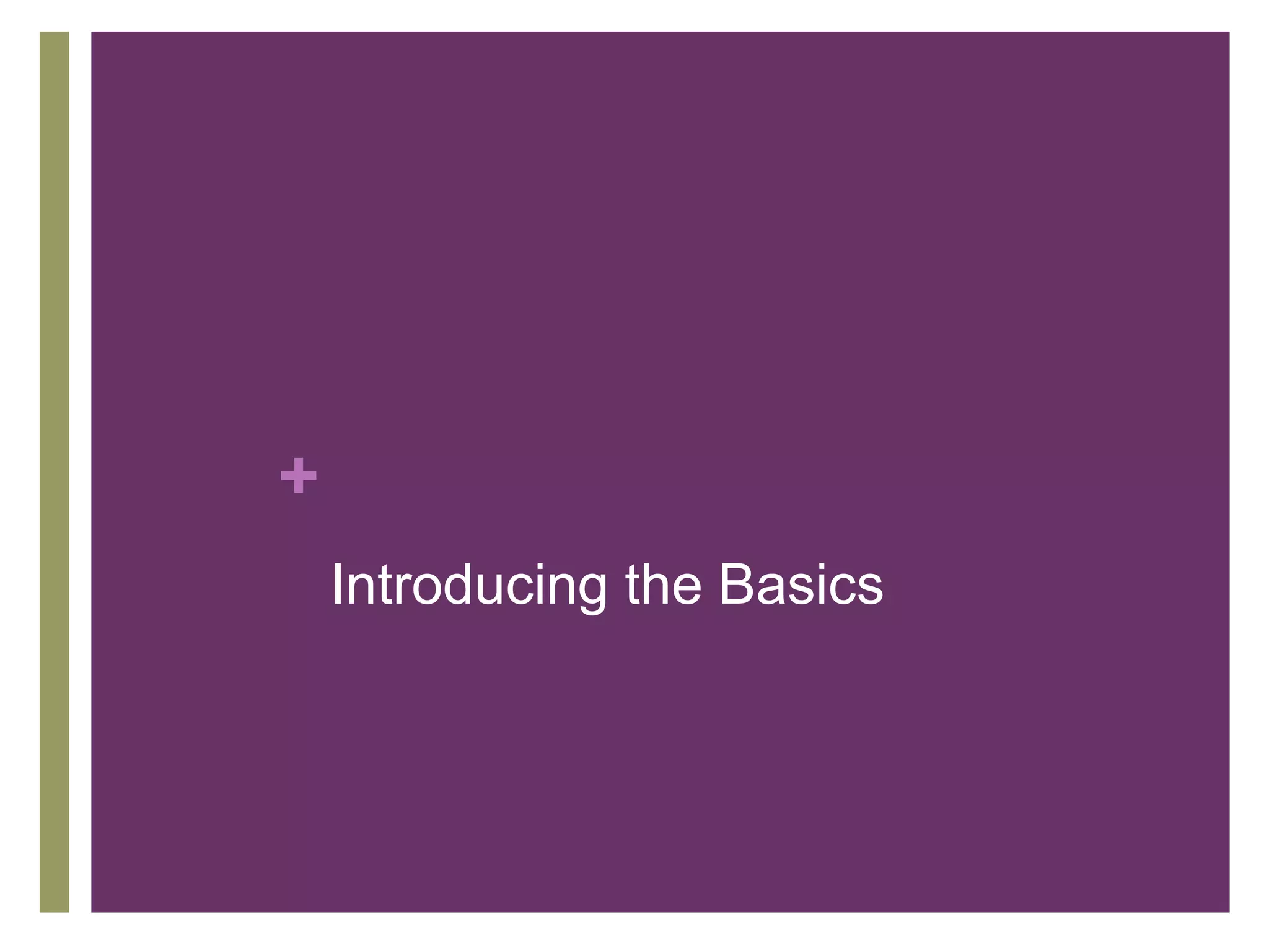 + 
Introducing the Basics 
 