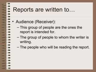 Orientation%20to%20 report%20writing writing%20process[1] | PPT