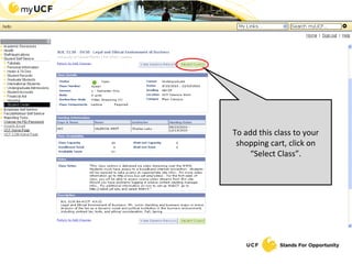 To add this class to your shopping cart, click on “Select Class”. 