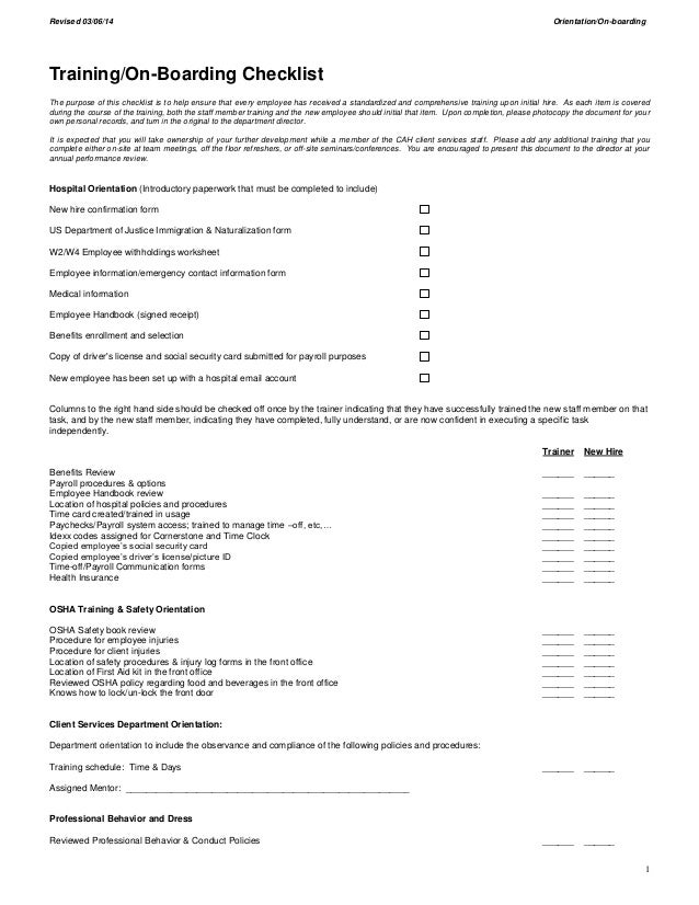 new employee orientation checklist sample
