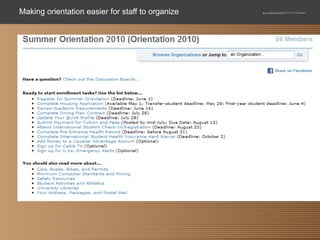 Making orientation easier for staff to organize 