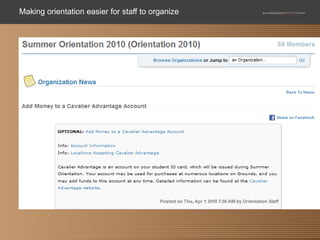 Making orientation easier for staff to organize 