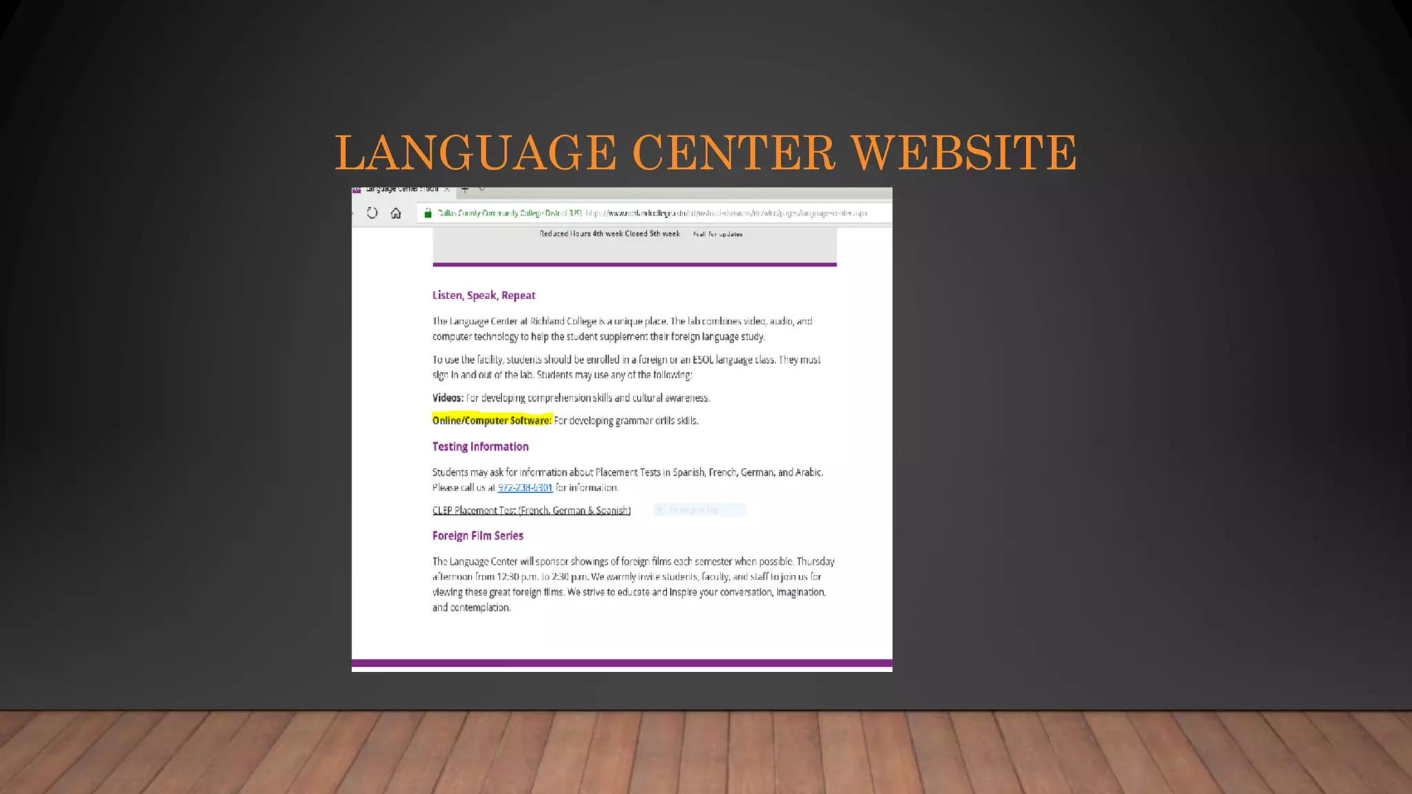LANGUAGE CENTER WEBSITE