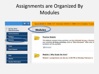 Assignments are Organized By
Modules
 