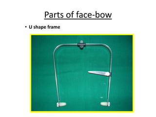 Parts of face-bow
• U shape frame
 