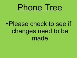 Phone Tree Please check to see if changes need to be made 
