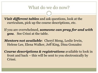 Providing course catalogs, reg kits