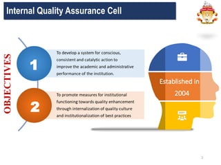 Internal Quality Assurance Cell
3
Established in
2004
OBJECTIVES
1
2
 