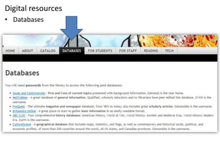 Digital resourcesDatabasesThe ProgramStudent activitiesRock and Read marathonNew ideas to be developed this year!New blog for communication!Student and staff bloggingNew incentivesContestsPolls