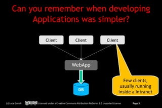 Can you remember when developing
           Applications was simpler?

                         Client                    ...