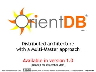OrientDB distributed architecture 1.1 Slide 1