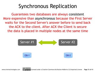 Synchronous Replication
       Guarantees two databases are always consistent
  More expensive than asynchronous because t...