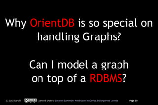 Why OrientDB is so special on
     handling Graphs?

                   Can I model a graph
                   on top of a...