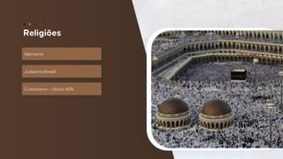 6
Islamismo
Judaísmo (Israel)
Cristianismo – Líbano 40%
 