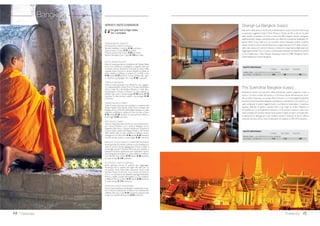 13Indocina
VIETNAM + CAMBOGIA + LAOS
10 giorno,Ho chi Minh/ Siem Reap - Prima colazione.Trasferimento in
aeroporto e volo per Siem Reap.Trasferimento in città. Pranzo in ristorante. Nel
pomeriggio, visita del museo nazionale di Angkor. Cena in ristorante. Pernotta-
mento all’hotelVictoria Angkor Resort & SPA (4 stelle) oppure al Belmond La
Residence Angkor (5 stelle).
11 giorno,Templi di Roluos Banteay Srei eTa Prohm - Prima colazione.
Al mattino si visitano i magnifici templi del gruppo Roluos: ilTempio di Bakong
del IX secolo ed a seguire il tempio di Preah Ko e quello di Lolei, oggi diventato
un piccolo monastero. Questi templi permettono di acquisire una conoscenza
di base sull’organizzazione delle città Khmer e quindi fungono da introduzione
alle successive visite di Angkor. Pranzo in ristorante. Nel pomeriggio si visita il
tempio di Banteay Srei, uno dei gioielli più straordinari dell’arte Khmer. Sulla via del
ritorno, sosta al vecchio monastero diTa Prohm, dove giganteschi alberi secolari
hanno messo le radici nelle pietre sovrastando le costruzioni circostanti. Cena in
ristorante. Pernottamento.
12 giorno,Visita diAngkorWat eAngkorThom - Prima colazione.
Al mattino, visita al meraviglioso tempio di AngkorWat, uno dei monumenti più
straordinari mai concepiti dall’uomo, costruito nel XII secolo dalla civiltà Khmer
in onore della divinitàVishnu (necessario premunirsi di una fototessera per il
permesso di ingresso al complesso). Pranzo in ristorante. Nel pomeriggio, visita
di AngkorThom (antica capitale del regno JayavarmanVII) con il tempio di Bayon
e le sue 54 torri, laTerrazza degli Elefanti e laTerrazza del re lebbroso. Cena in
ristorante con spettacolo di danze tradizionali. Pernottamento.
13 giorno,Siem Reap/ Luang Prabang - Prima colazione. Partenza
in mattinata per il villaggio di Kompong Khleang, circa 40 km da Siem Reap, per
ammirare le famose case su palafitta ed effettuare un giro in barca attraverso i
canali nel caratteristico paesaggio di risaie, acqua e foresta. Pranzo al sacco. Nel
pomeriggio, trasferimento in aeroporto e volo per il Laos.Arrivo a Luang Prabang
e trasferimento in albergo. Cena in ristorante. Pernottamento all’hotelVilla Santi
(4 stelle) o Maison Souvannaphoum (5 stelle).
14 giorno,Luang Prabang - Prima colazione.Al mattino, crociera sul
fiume Mekong a bordo di una imbarcazione tradizionale per visitare le sacre
grotte di Pak Ou che conservano centinaia di statuine di Buddha. Si prosegue con
l’escursione alle cascate di Khuang Sy (circa 70 km andata e ritorno). Pranzo nei
pressi delle cascate con possibilità di fare anche un bagno nelle limpide acque dei
bacini circostanti. Rientro in città nel pomeriggio. In serata, partecipazione ad una
tradizionale cerimonia“Baci” di chiamata a raccolta delle anime e benedizione.
Cena presso la casa dove viene officiata la cerimonia. Pernottamento.
15 giorno,Luang Prabang/ Italia - Prima colazione. Suggeriamo di
svegliarvi presto per osservare i monaci nel loro tradizionale abito zafferano cam-
minare per la città in silenziosa processione per raccogliere le offerte dei credenti.
Prosegue la visita della città con i templi diVat XiengThong, un vasto insieme di
edifici sacri, gioiello dell’arte laotiana; ilVat May, costruito alla fine del XVIII secolo e
residenza del Supremo Patriarca e il Palazzo Reale che oggi è museo nazionale.Al
termine, trasferimento in aeroporto e partenza per l’Italia. Pernottamento a bordo.
16 giorno,Italia - Arrivo in Italia.
Con guide locali di lingua italiana
EASIA - PRIV Viaggio in Indocina 1406240287
DAL 1-MAG AL 18-LUG 4.410 660 3.730 4.730 1.210 4.050
DAL 19-LUG AL 16-AGO 4.550 670 3.730 4.870 1.220 4.050
DAL 17-AGO AL 5-DIC 4.410 660 3.730 4.730 1.210 4.050
BAMBINO: un bambino 2-11 anni in camera con 2 adulti RIDUZIONE 30%.Terzo letto adulto non disponibile.
Quota gestione pratica € 70 adulti e bambini dai 2 anni in poi.Tasse aeroportuali (circa) € 440.
QUOTE INDIVIDUALI
da Milano e Roma CON ALBERGHI 4 STELLE CON ALBERGHI 5 STELLE
in doppia supp. singola solo tour in doppia supp. singola solo tour
in doppia in doppia
SPECIALE SPOSI
Riduzione a coppia € 100
 