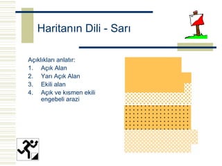 Haritanın Dili - Sarı

Açıklıkları anlatır:
1. Açık Alan
                           1
2. Yarı Açık Alan
3. Ekili alan
4. Açık ve kısmen ekili
     engebeli arazi        2


                           3



                           4
 