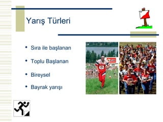 Yarış Türleri


 Sıra ile başlanan

 Toplu Başlanan

 Bireysel

 Bayrak yarışı
 