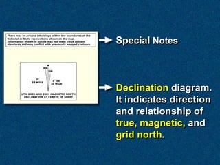 Special Notes



Declination diagram.
It indicates direction
and relationship of
true, magnetic, and
grid north.
 