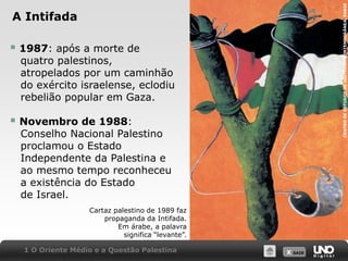 A Intifada 1987: após a morte de    quatro palestinos,    atropelados por um caminhão    do exército israelense, eclodiu    rebelião popular em Gaza.