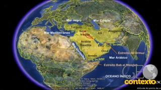 Iêmen
Estreito Bab el Mandeb
Estreito de Ormuz
Mar CáspioMar negro
Turquia
Irã
Arábia
Saudita EAU
Omã
Iraque
AfeganistãoSíria
Mar Mediterrâneo
Mar Arábico
OCEANO ÍNDICO
G. De Omã
 