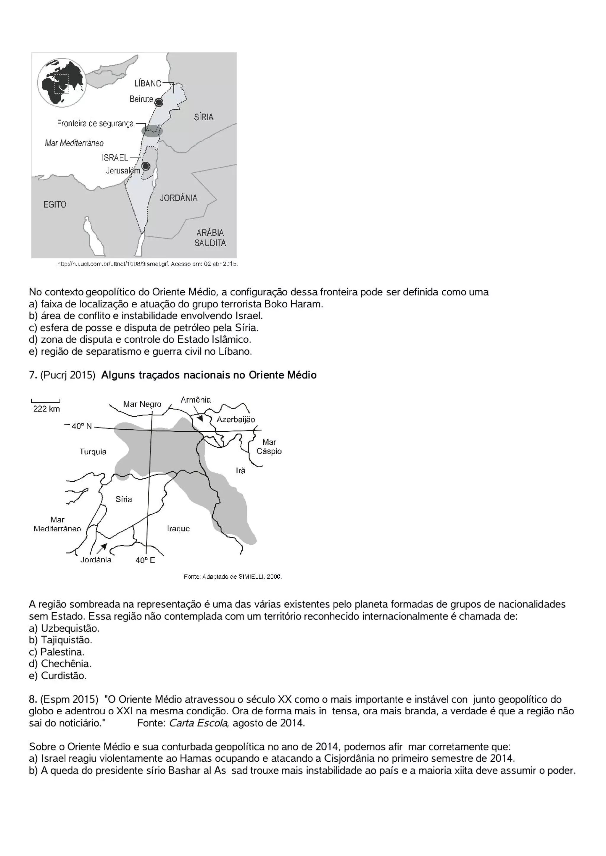 Exercicios- Oriente Médio Rússia
