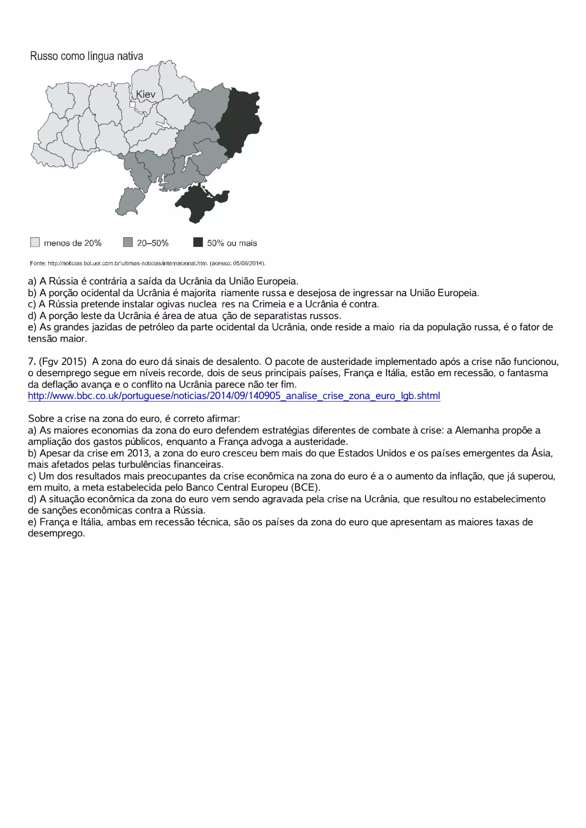 Exercicios- Oriente Médio Rússia