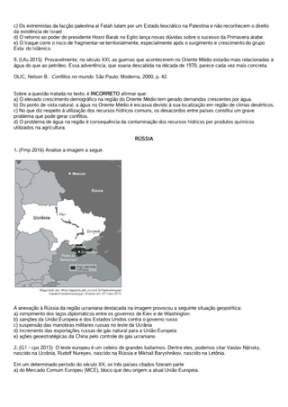 Exercicios- Oriente Médio Rússia