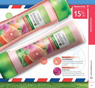 Soothes scalp
 clears away
dandruff
This travel season showoff your style with a healthy set of hair that
blows gracefully in the warm summer breeze. Friendly hair products
that will your hair smooth and great!
JETSET WITH HAIR
BLOWING IN THE WIND
ቢ
ባ
ቤ Nature Secrets Conditioner
Anti-Dandruff with Burdock  Grapefruit
This nourishing conditioner infused with Burdock root
 Grapefruit seed extracts gently hydrates and detangles
hair.A natural conditioning agent derived from Rapeseed
leaves hair manageable, shiny and smooth. 250 ml.
22695 ` 279
` 235
ባ Nature Secrets Shampoo
Anti-Dandruff with Burdock  Grapefruit
UHDP GHOLFDWH DQWLGDQGUXII VKDPSRR LQIXVHG ZLWK
Burdock root  Grapefruit seed extracts gently softens
and hydrates hair to restore its natural beauty. It helps
reduce dryness, leaving the scalp feeling clean and
soothed. 250 ml.
22694 ` 279
` 235
– the bliss of simplicity –
NATURE
3ure.Luscious.Irresistible!
ቢ Nature Hair Oil with 100% Coconut Oil
Oil treatment for stronger, healthier looking hair.
Contains 100% Coconut oil, to soften, strengthen,
and add shine, withVitamin E to smoothen and protect
against damage.Apply to dry hair, leave overnight,
VKDPSRR RXW 8VH  WLPHV SHU ZHHN  PO
21712 ` 169
98
 