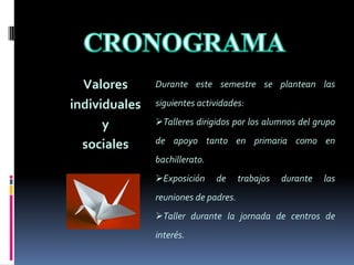 Exposición de trabajos durante las reuniones de padres.