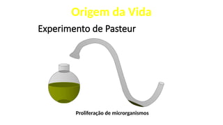 Experimento de Pasteur
Proliferação de microrganismos
Origem da Vida
 