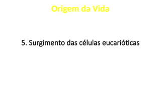 5. Surgimento das células eucarióticas
Origem da Vida
 