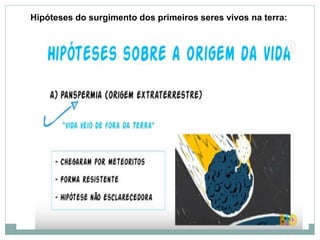 Hipóteses do surgimento dos primeiros seres vivos na terra:
 