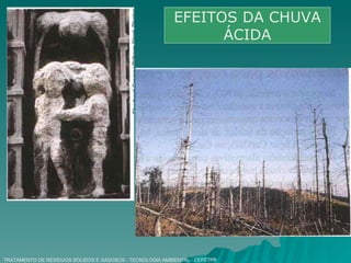 TRATAMENTO DE RESÍDUOS SÓLIDOS E GASOSOS - TECNOLOGIA AMBIENTAL - CEFETPR EFEITOS DA CHUVA ÁCIDA 