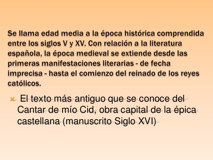 Origen de la Literatura española Origen de la Literatura española