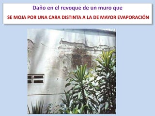 Daño en el revoque de un muro que
SE MOJA POR UNA CARA DISTINTA A LA DE MAYOR EVAPORACIÓN
 
