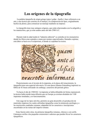 (Origen de la tipografia) martin salazar tipografia virtual ajs Prof. Rosalina Lara Leon