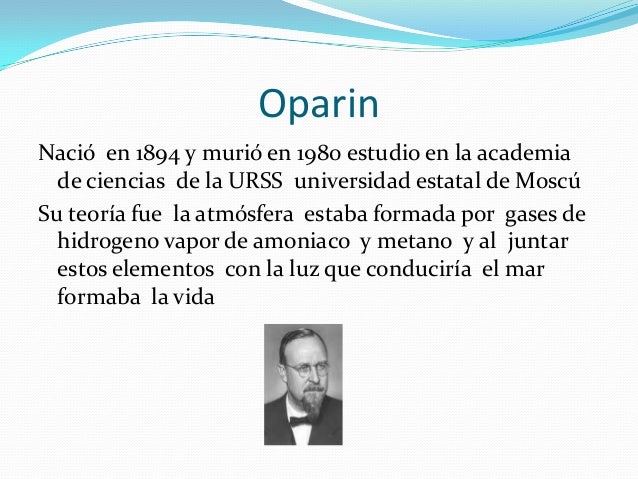 El Origen De La Vida Oparin Resumen Capitulo 1