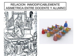 RELACION INMODIFICABLEMENTE
ASIMETRICA ENTRE DOCENTE Y ALUMNO
 