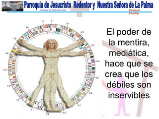 Diócesis de Asidonia-Jerez Pastoral
Familiar
El poder de
la mentira,
mediática,
hace que se
crea que los
débiles son
inservibles
 