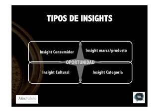 TIPOS DE INSIGHTS

Insight Consumidor

Insight marca/producto

OPORTUNIDAD
Insight Cultural

Insight Categoría

 